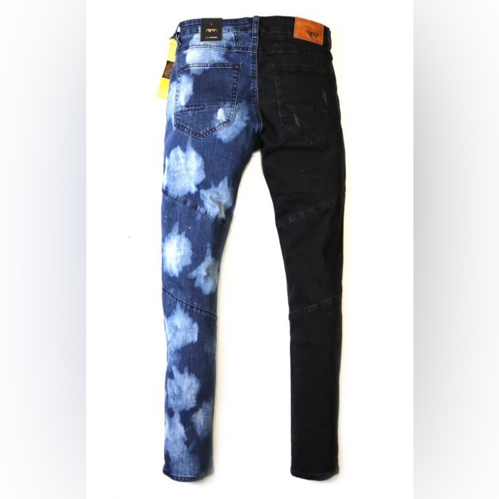 Two Tone Distressed Jeans - Picture 2 of 4